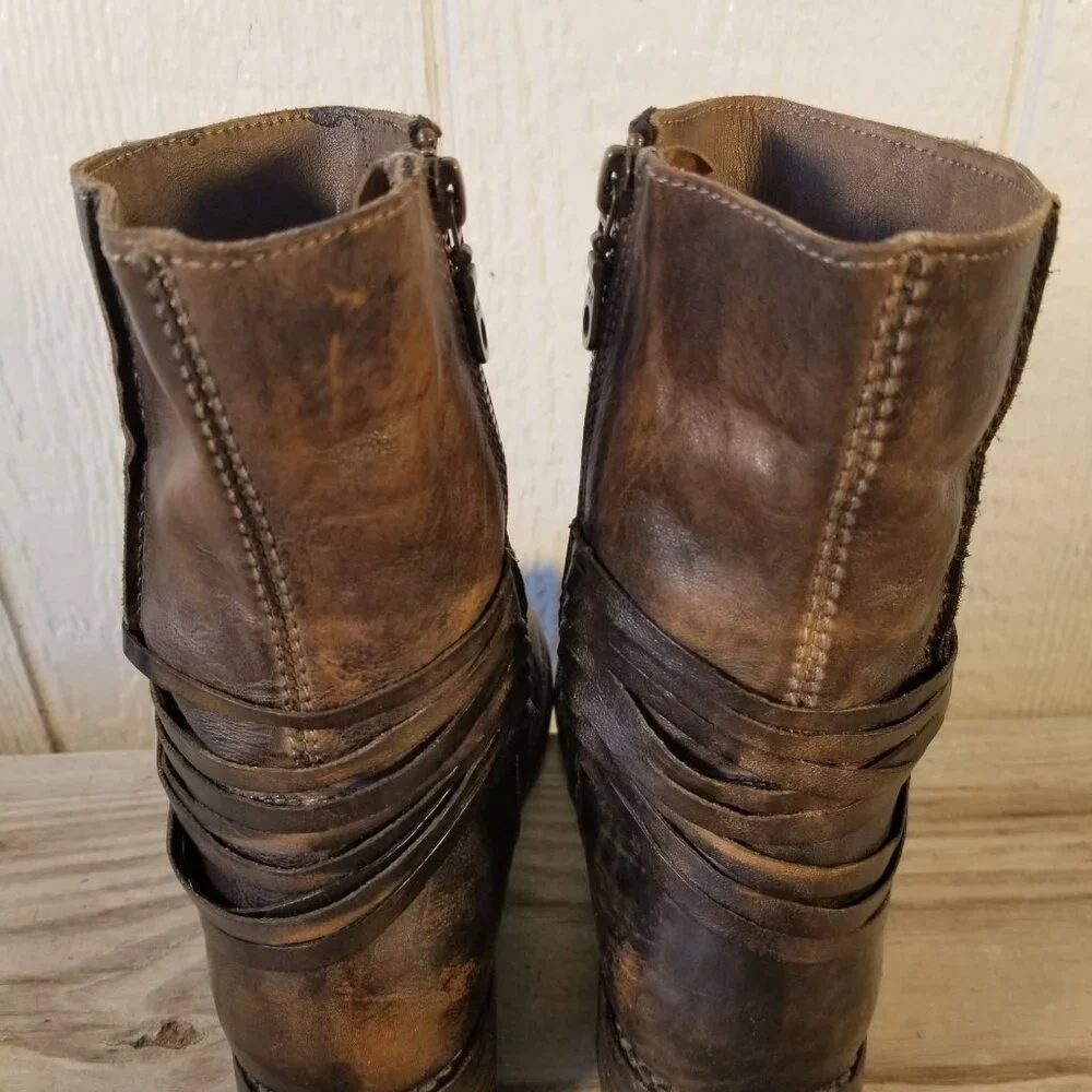 Bed|Stü Cobbler Series Teak Rampton Womens Leather 8in Side Zip Boots 6 B